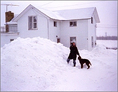  snow in front of the house 