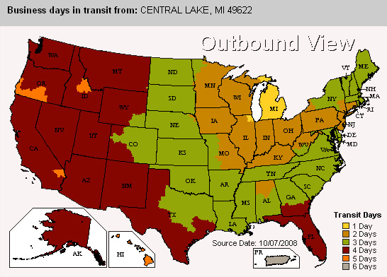 ups shipping chart